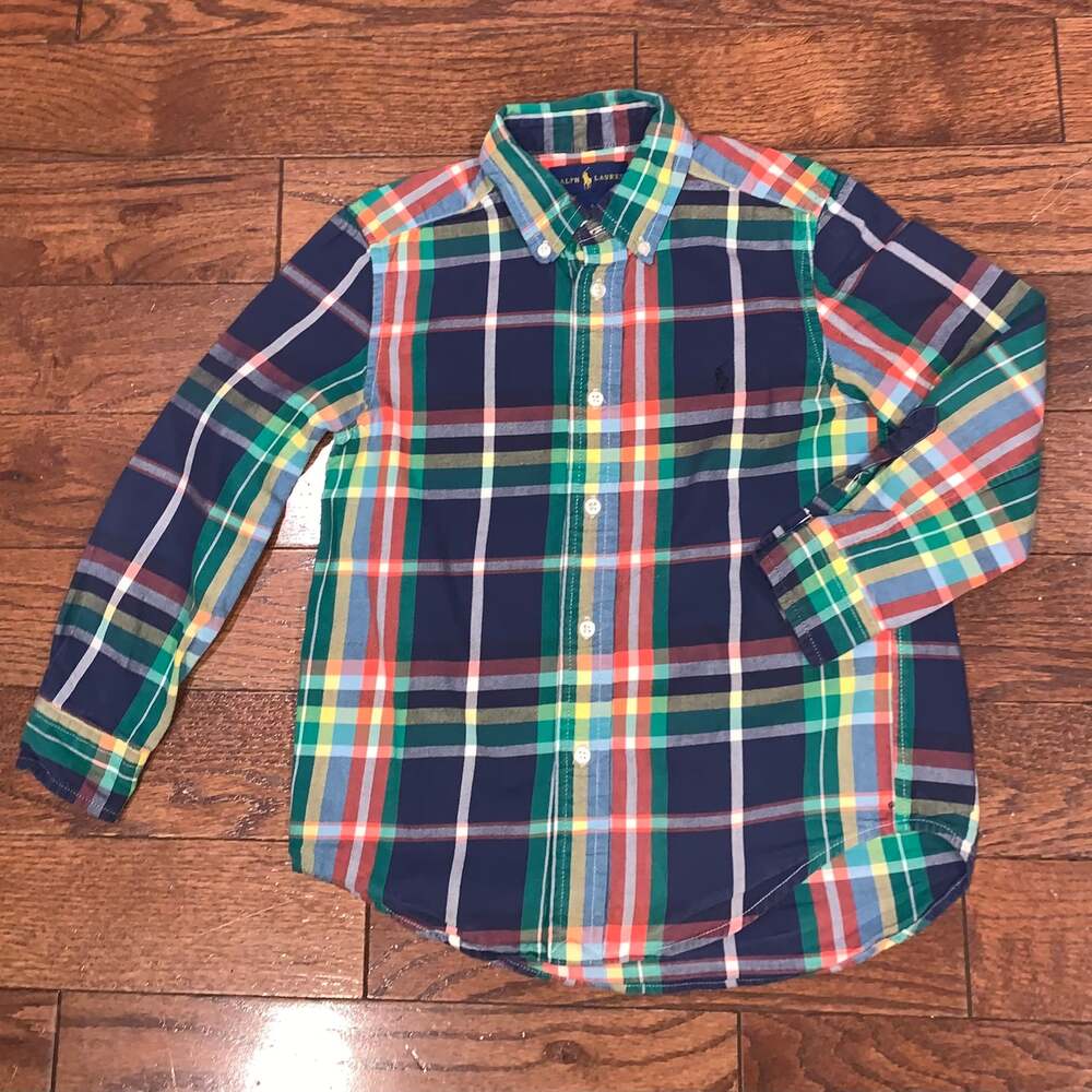 Polo Ralph Lauren‎ Boys Plaid Cotton Oxford Shirt Size 6 Classic Preppy